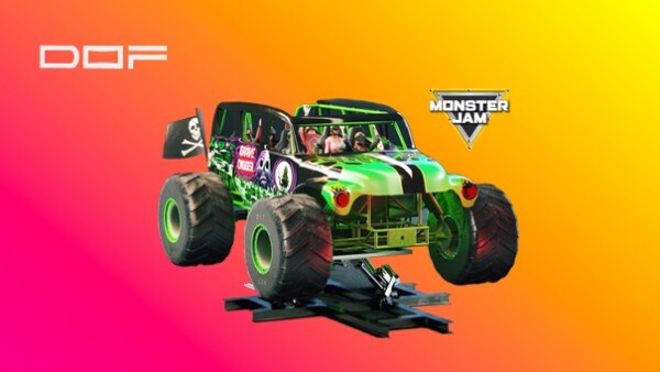 The design and development of MonsterJam 6 DOF ride simulator in partnership with Feld Entertainment and the famous truck racing company Monster Jam.